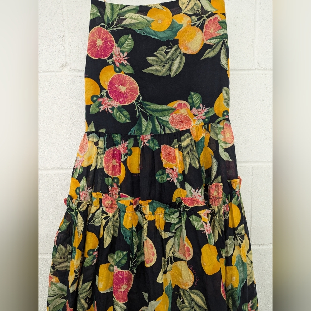 RTR Sz M Cara Cara New York Harbour Island Dress oranges grapefruit fruit midi - Picture 5 of 11